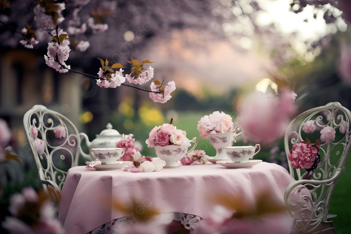 1200x800 Dreamy Garden Tea Party Pastel Colors Delicacy, Elegant Outdoor Tea Party, Spring Blossoms, Romantic Atmosphere Background Image And Wallpaper for Free Download