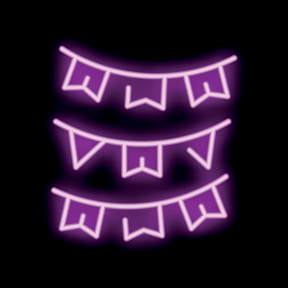 980x980 Neon party garland hanging and celebrating on black background
