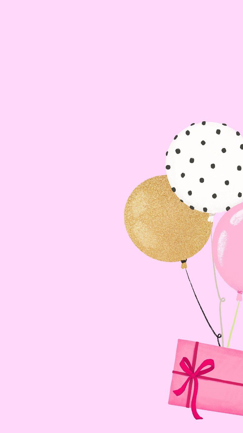 800x1422 Pink birthday party background, floating