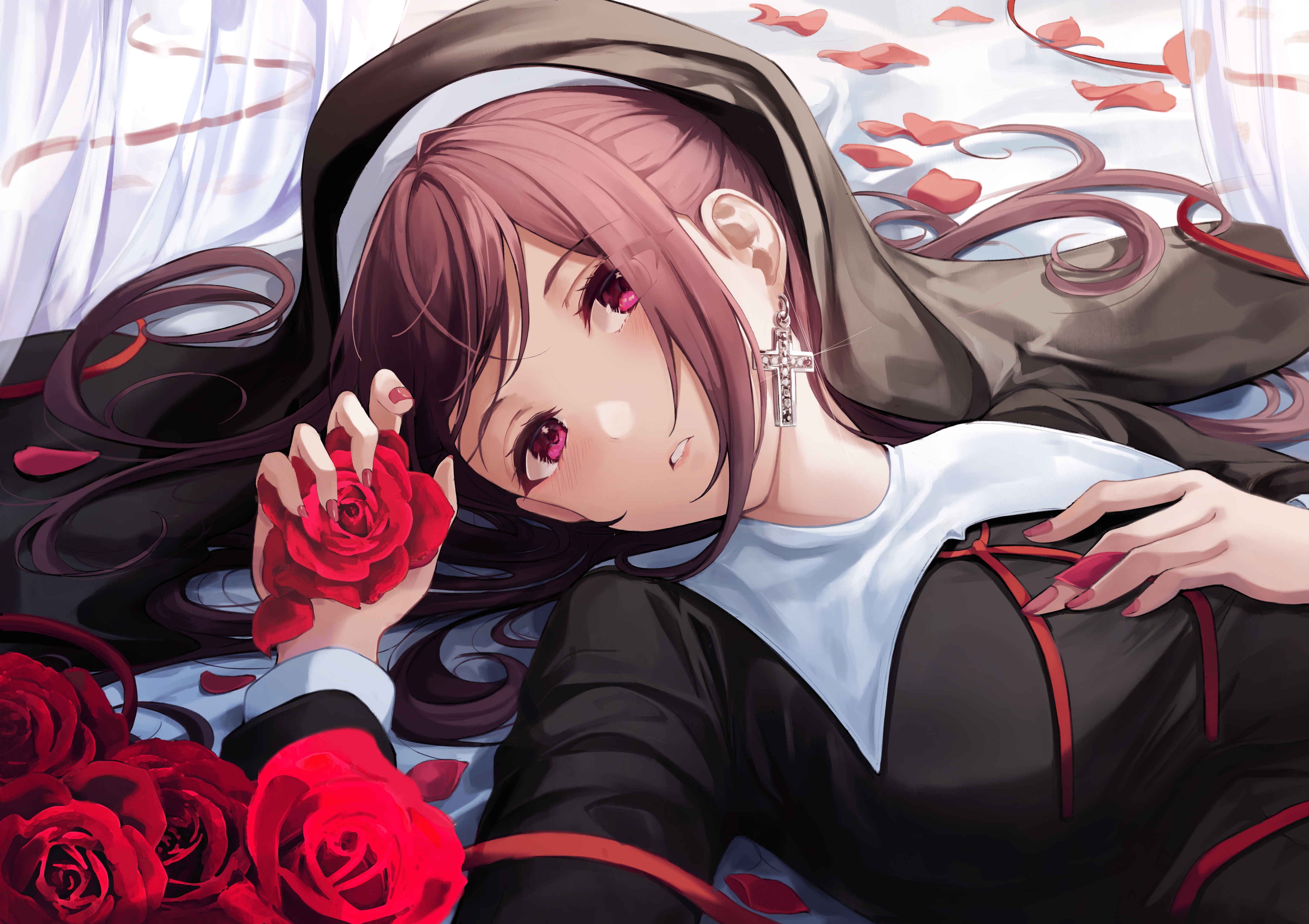 5016x3541 Elegant Anime Nun Girl in 4K Ultra HD