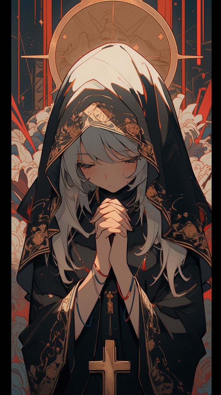 736x1313 Cleric wallpaper. Religious anime characters, Cute anime nun, Anime character design