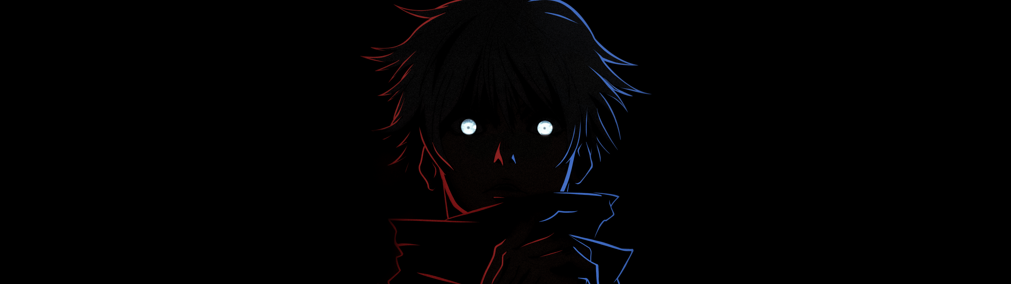 3840x1080 Satoru Gojo Minimalist Black background 8K