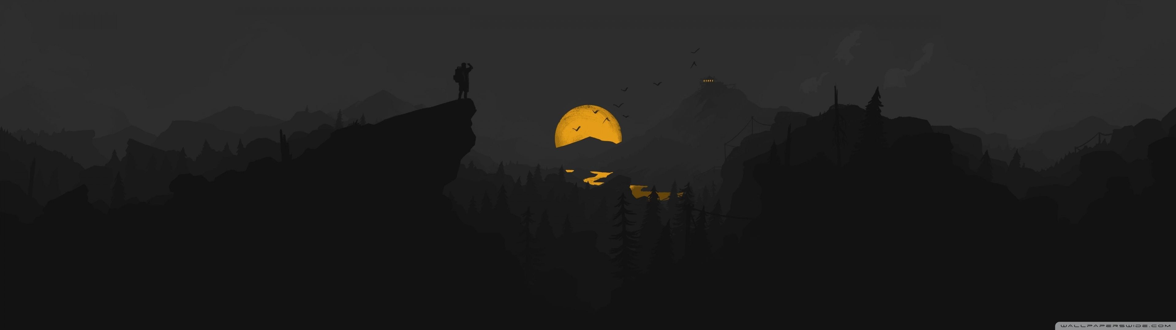 3840x1080 Firewatch Dark Mode 4K UHD Wallpaper for UltraHD Desktop and TV : Widescreen and UltraWide Display : Dual Monitor : Smartphone and Tablet Devices