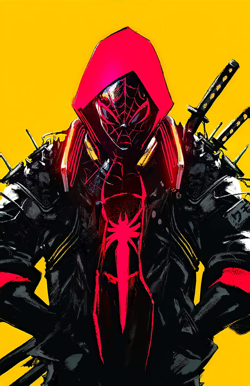 800x1236 Spiderman, black, comic, comics, man, miles morales, red, spider, HD phone wallpaper