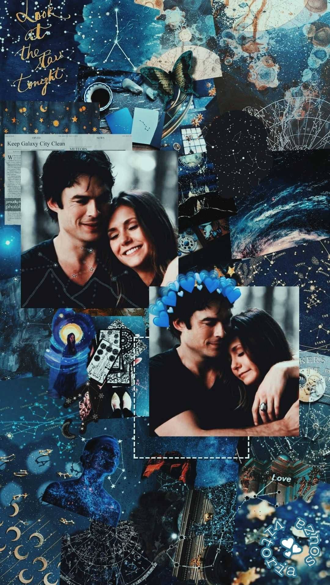 1080x1915 Download Stefan Salvatore And Elena Aesthetic Wallpaper