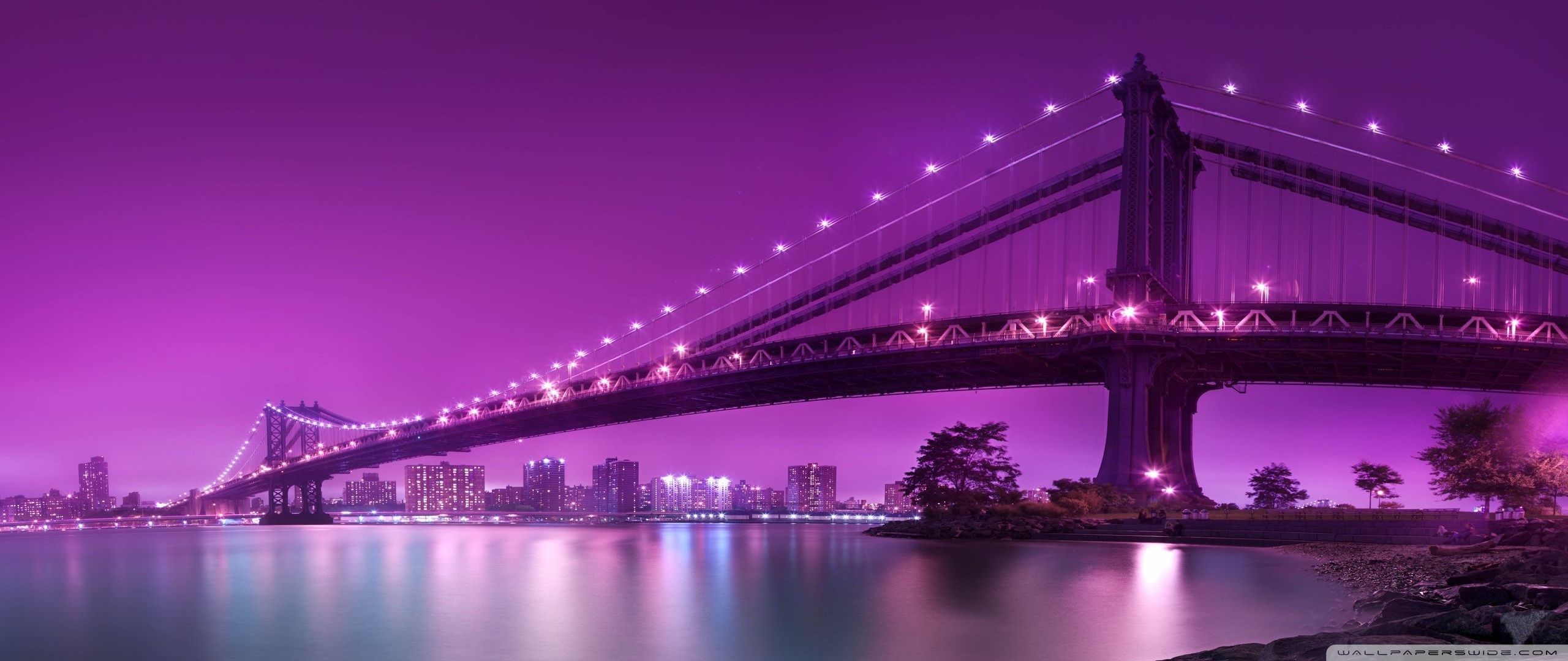 2560x1080 Bridge, Purple Light 4K UHD Wallpaper for UltraHD Desktop and TV : Smartphone and Tablet Devices