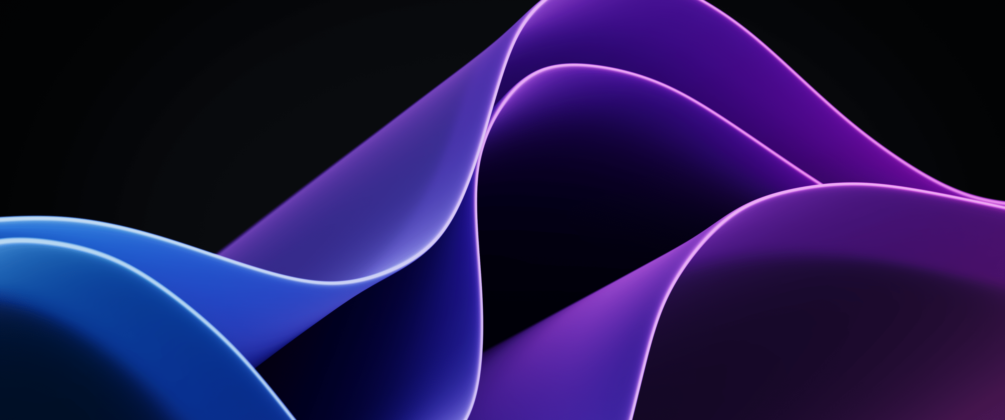 3440x1440 Waves Wallpaper 4K, Purple, Windows Dark Mode