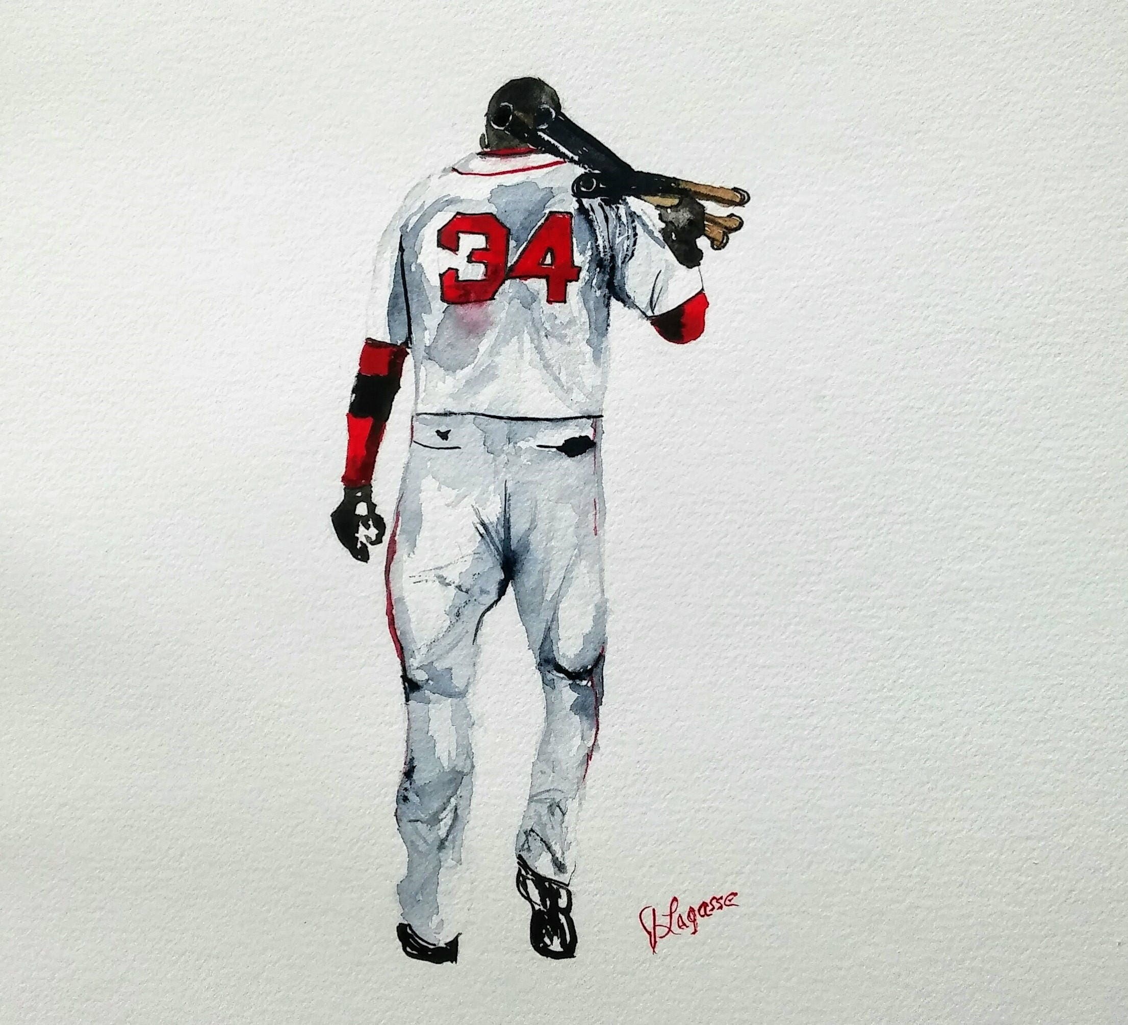 2212x2011 DAVID ORTIZ, Watercolor Print, Red Sox Painting, , Watercolor Print ORIGINAL Edition Big Pap David Ortiz. Boston Sports
