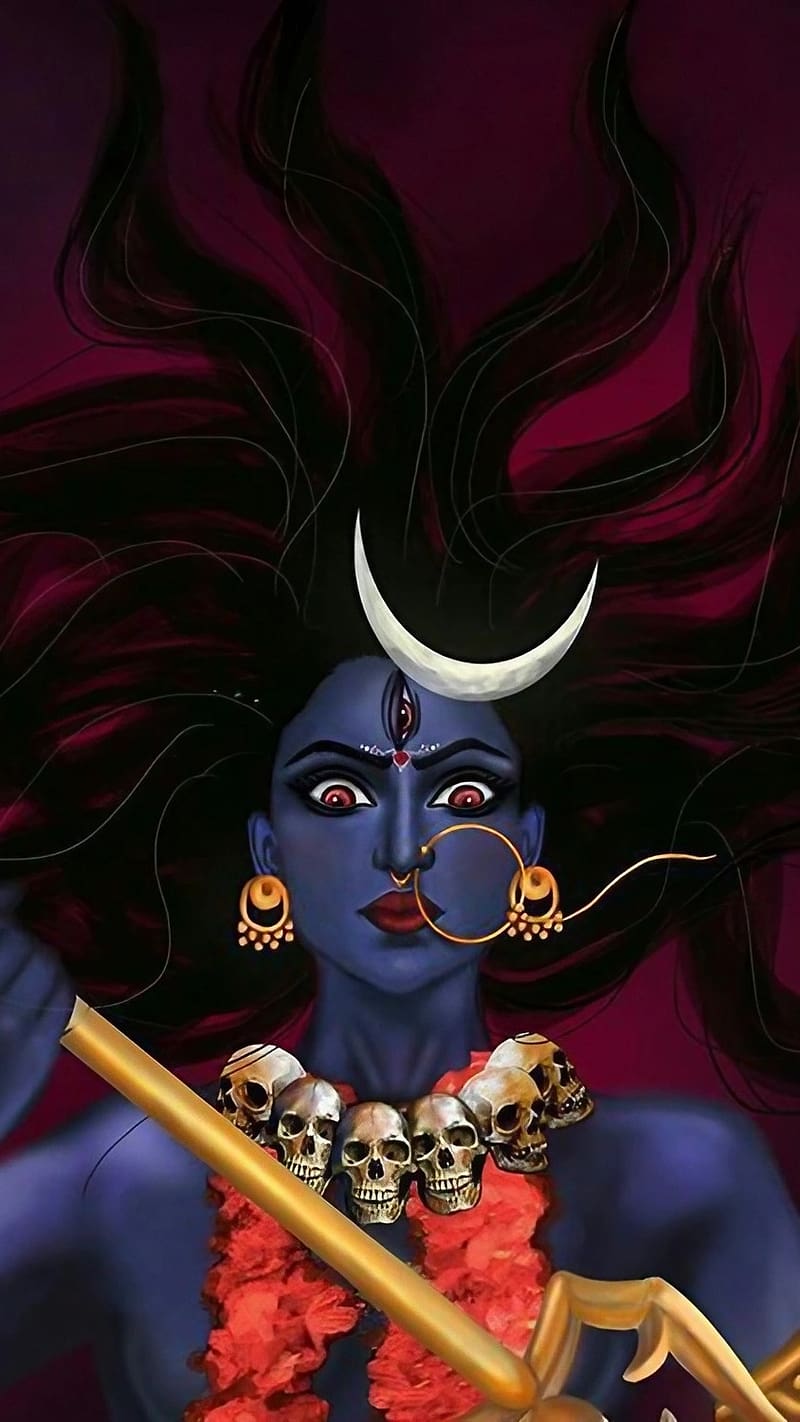 800x1422 2736x1824px, 2K free download. Maa Kali, Painting Art, goddess, art work, HD phone wallpaper