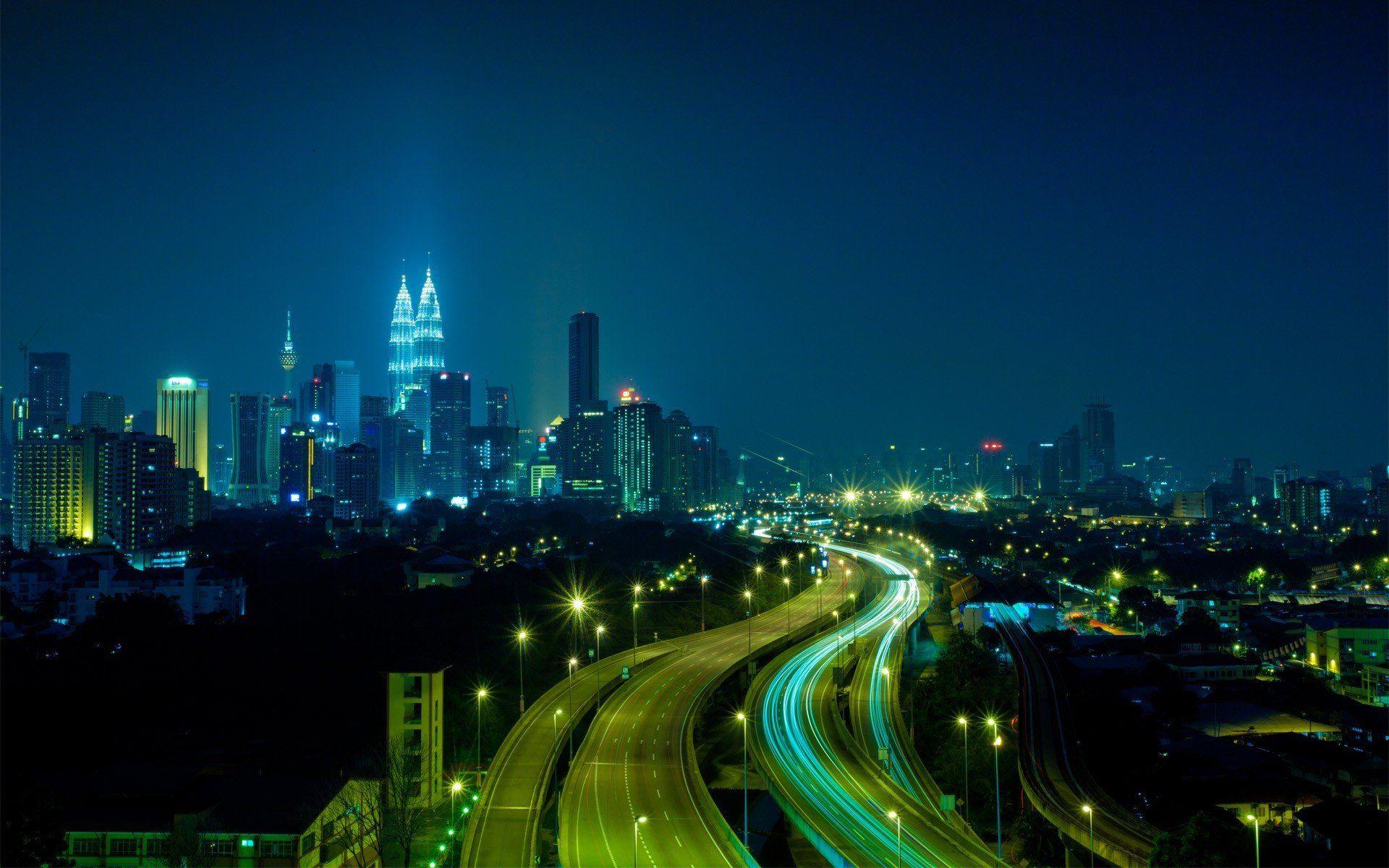 1920x1200 photography, Urban, City, Night, Building, Lights, Skyscraper, Highway, Malaysia, Kuala Lumpur Wallpaper HD / Desktop and Mobile Background