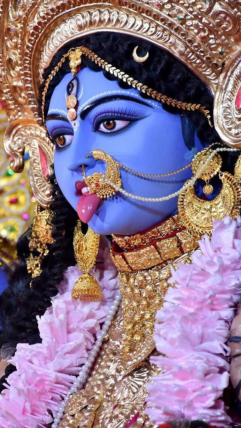 800x1422 Kali Mata Ki, Blue Statue, goddess, maa kali, HD phone wallpaper
