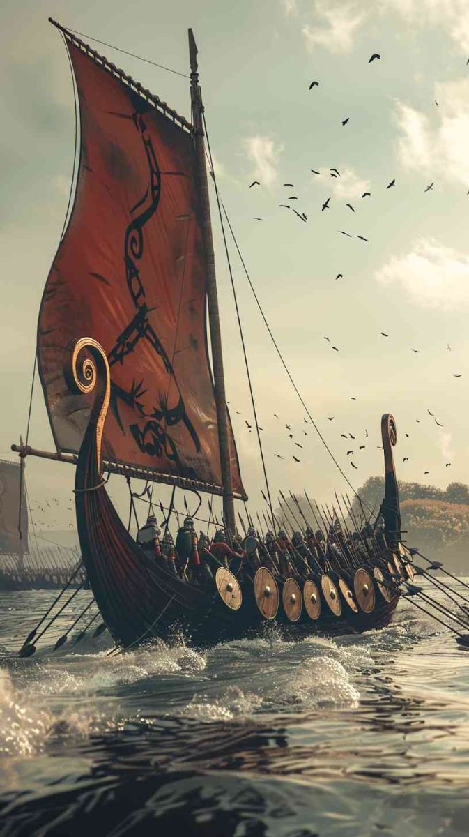 673x1200 image of Viking Boats 4K HD Wallpaper