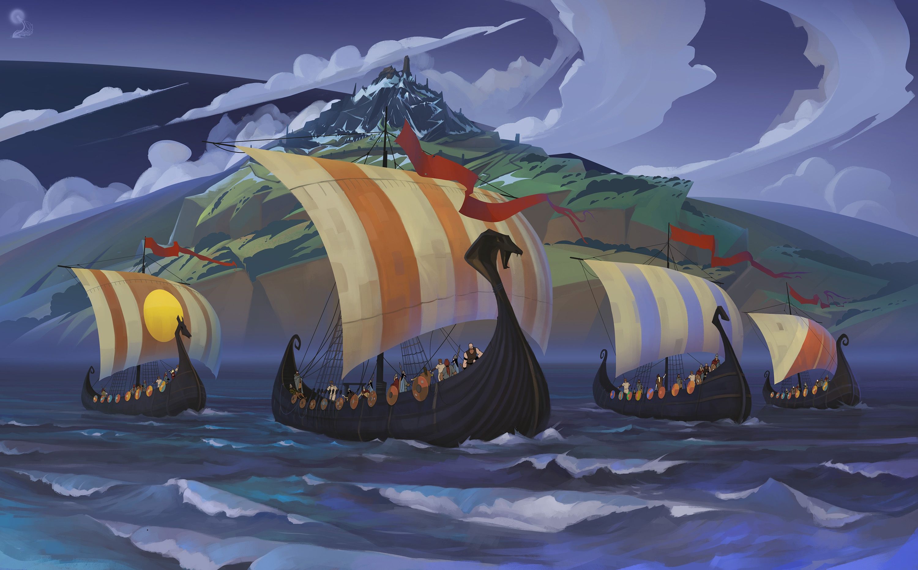 3000x1862 Desktop wallpaper: Video Game, The Banner Saga, Drakkar, Ship 4K free download for PC. 890907