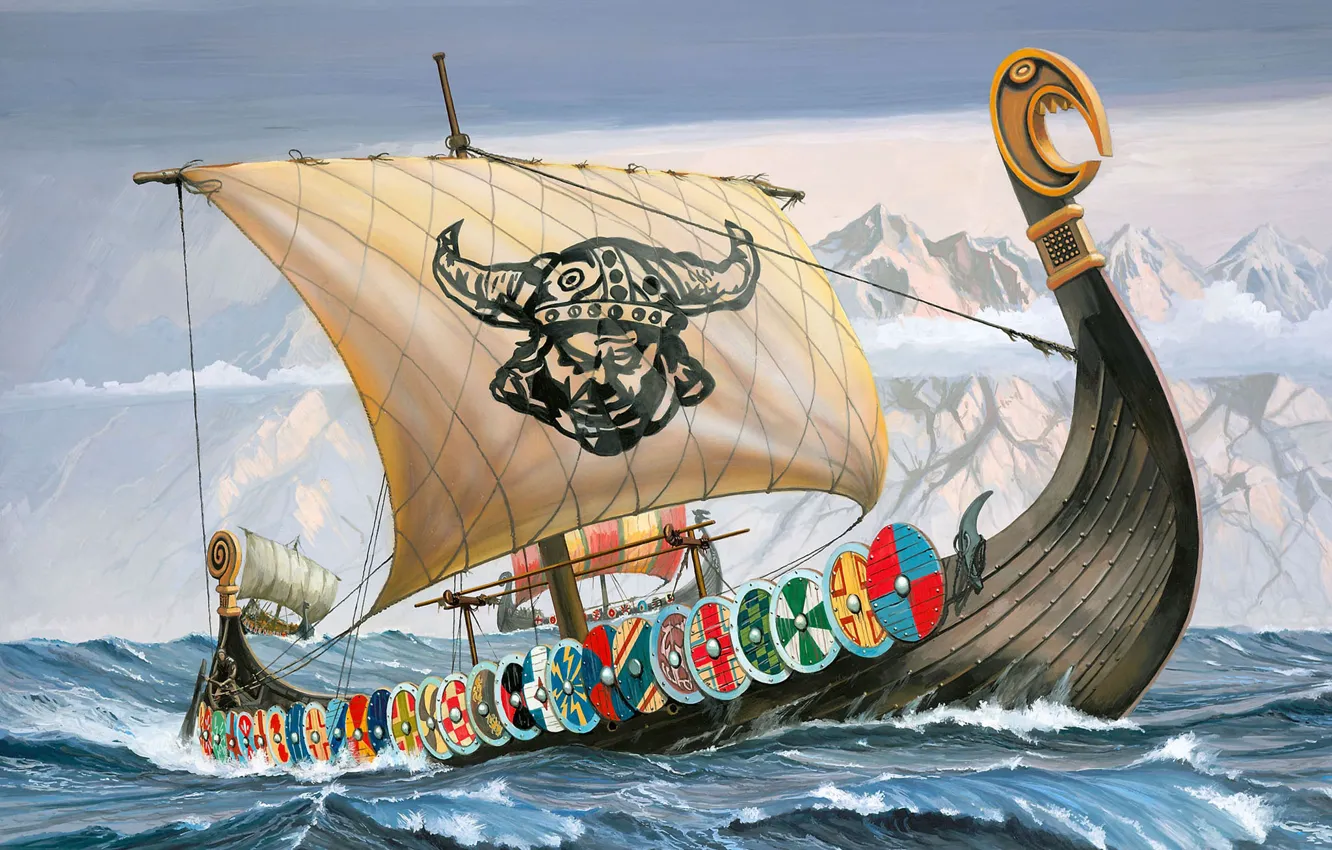 1332x850 Free Sea, The Vikings, Ship Dragon, Drakkar, Sailors Wallpaper For Desktop And Phone