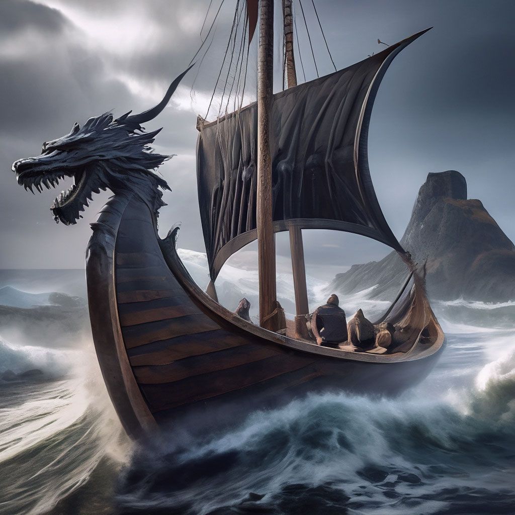 1024x1024 Drakkar, Drakkar, Old Norse rook, dragon is a narrow Viking sailing and