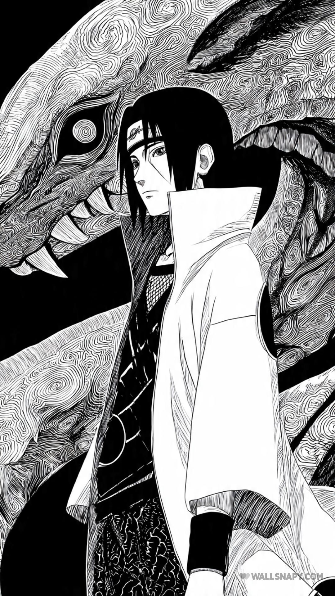 1080x1920 Itachi uchiha high contrast line art wallpaper