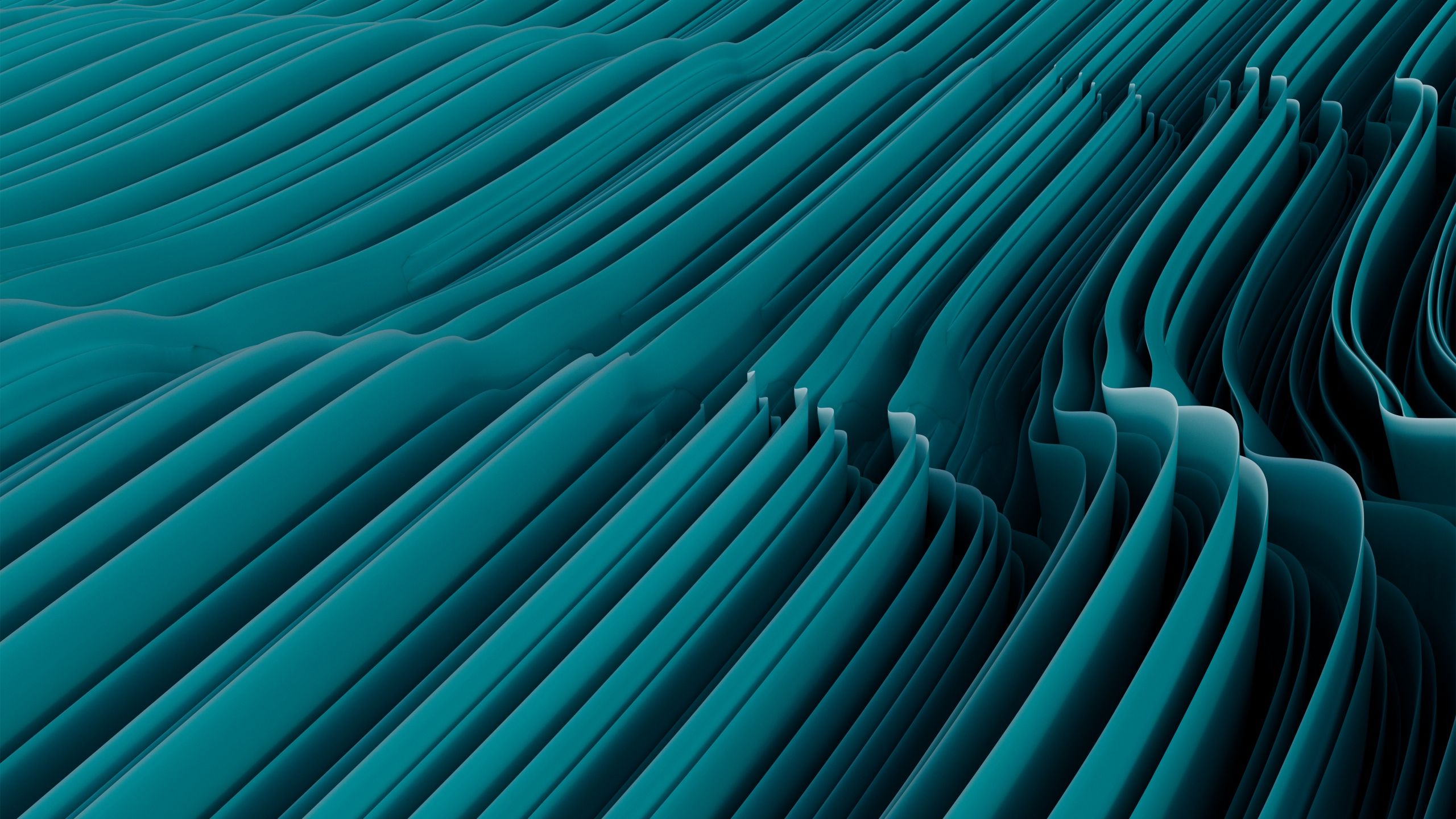 2560x1440 Teal abstract Wallpaper 4K, Layers, 5K, 3D Render, Geometric
