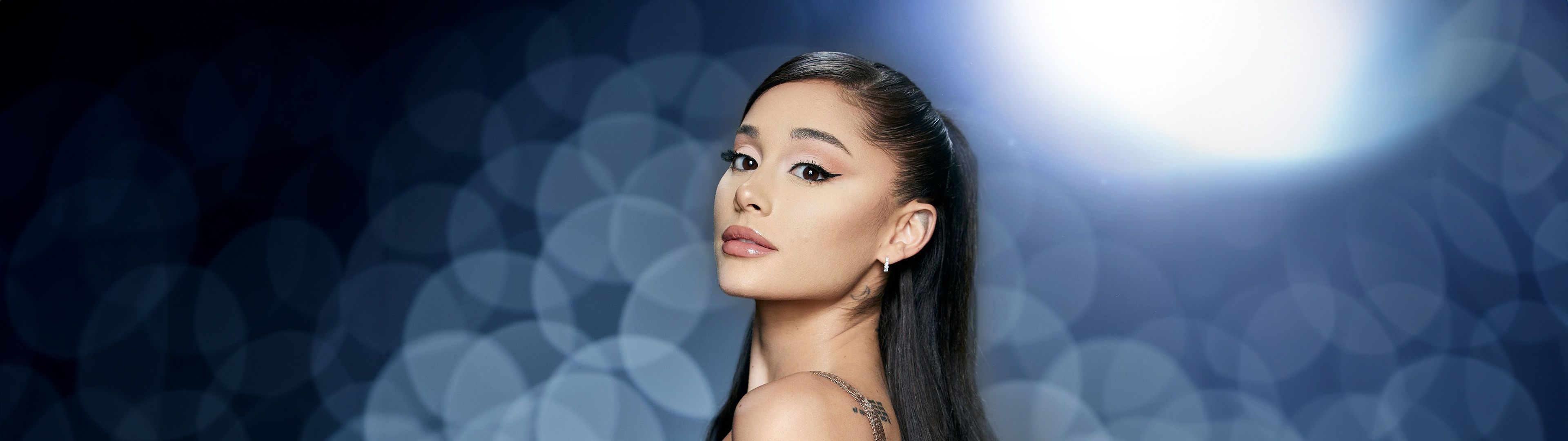 3840x1080 Ariana Grande Wallpaper 4K, Bokeh Background, American singer