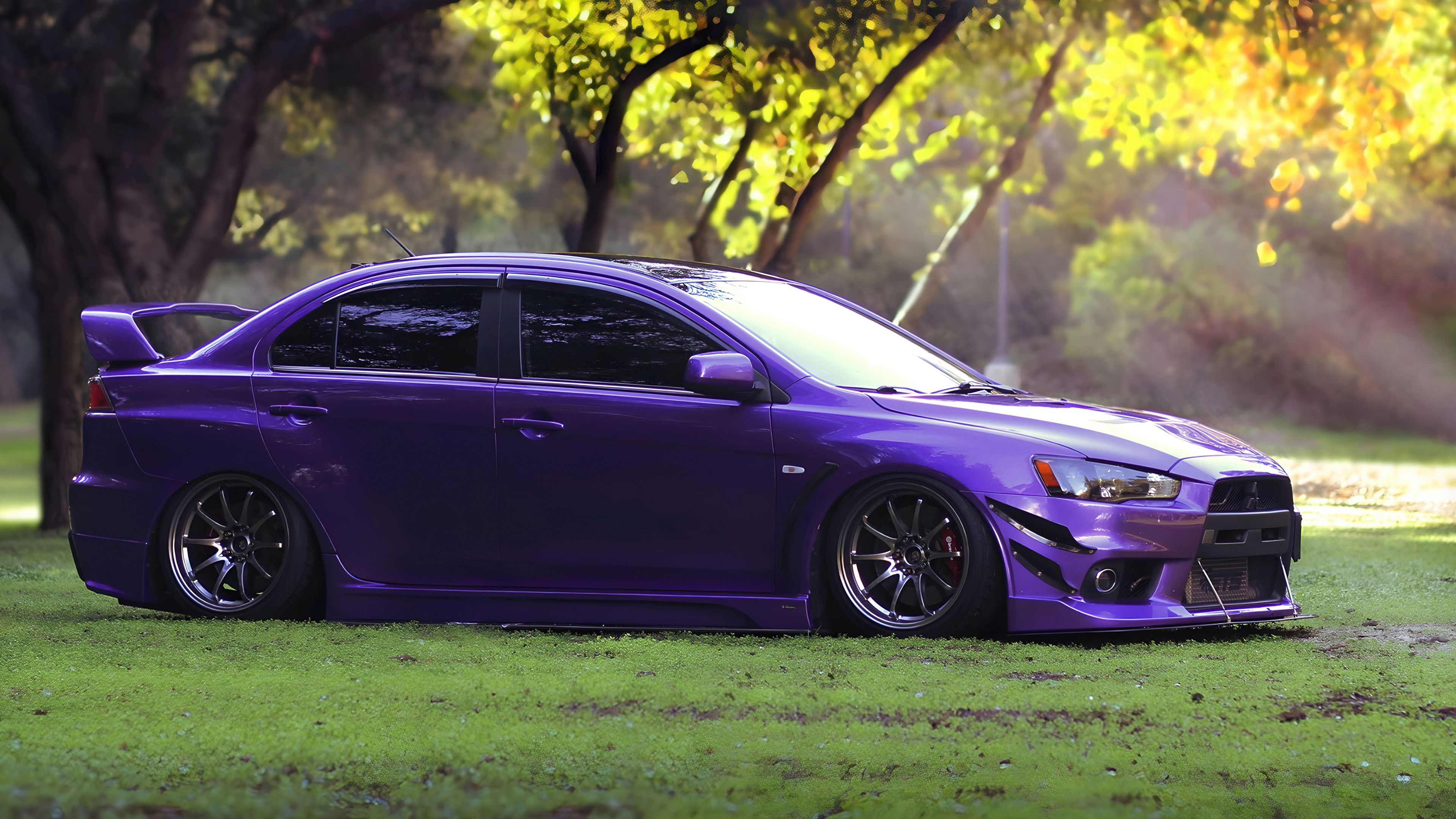 3840x2160 Mitsubishi Lancer Evolution Wallpaper 4K, Purple aesthetic