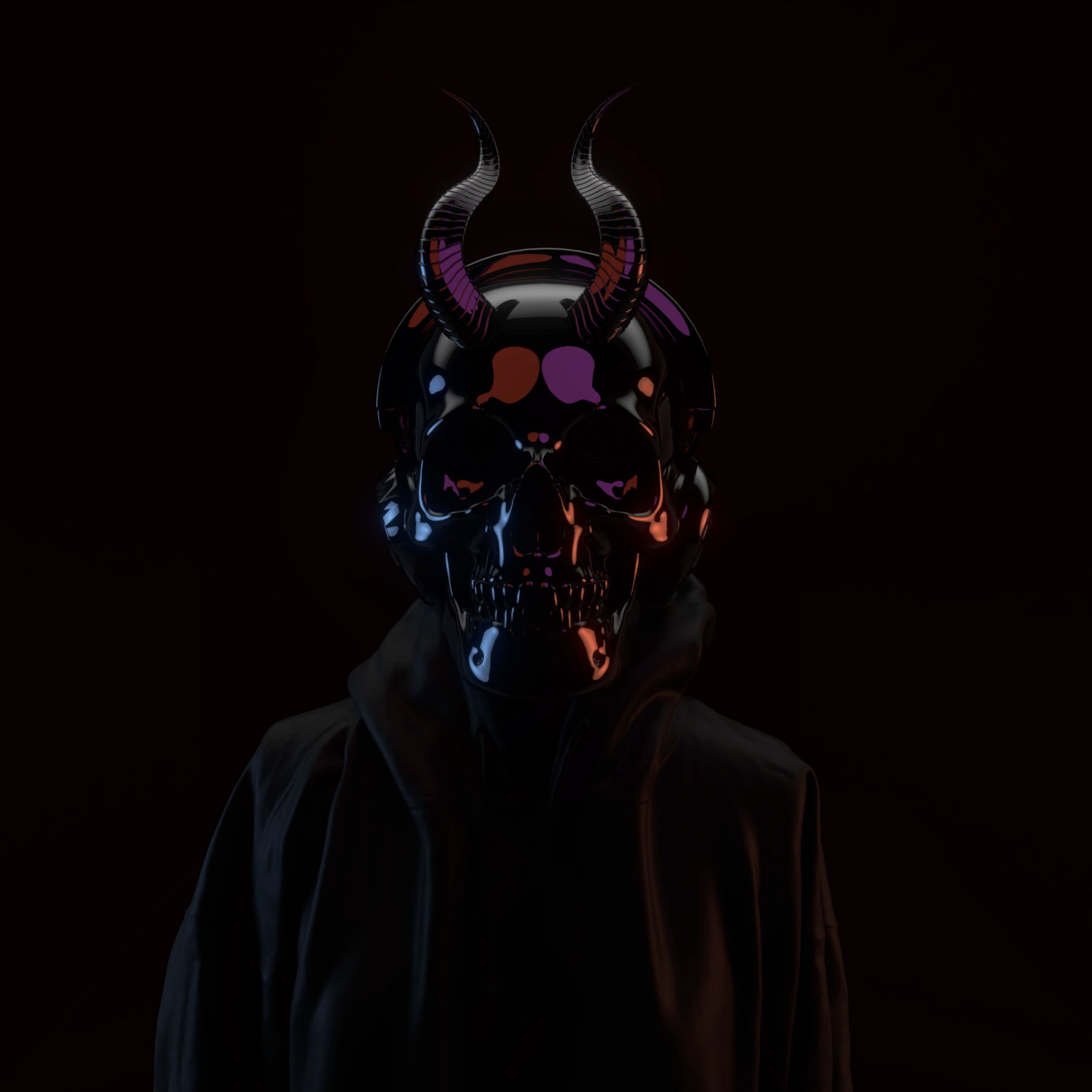 3500x3500 Desktop wallpaper: Dark, Skull, Creepy 4K free download for PC. 1259354