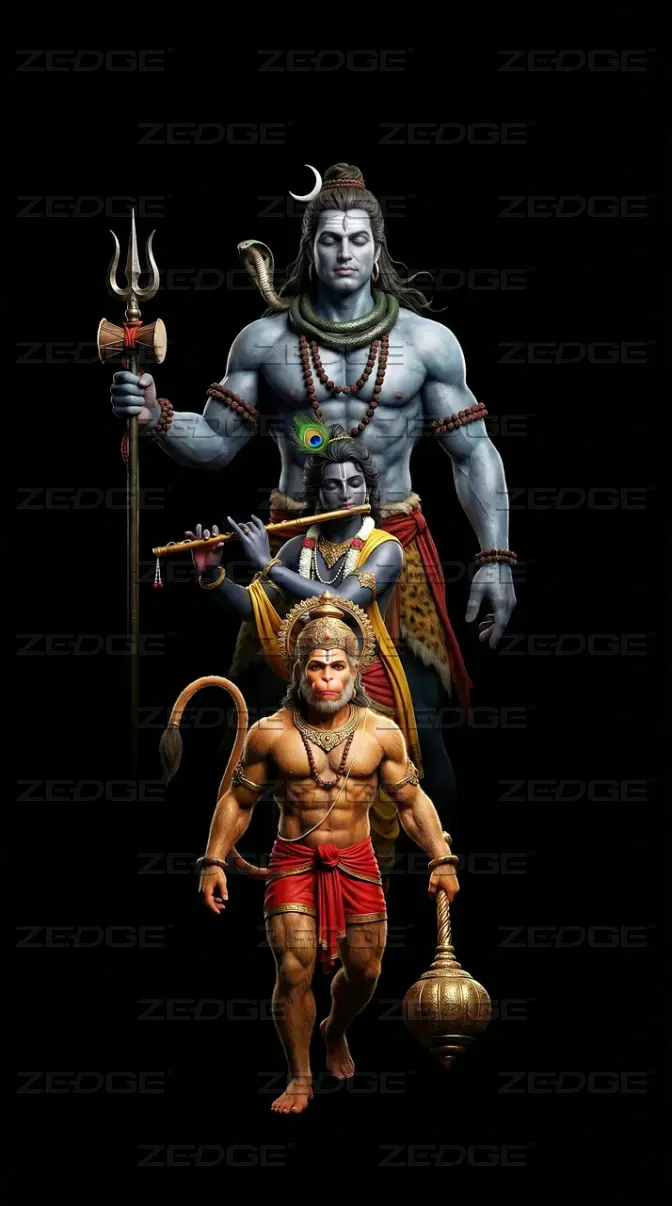 672x1206 Hanuman. Krishna. Lord Shiva wallpaper by Great God Art