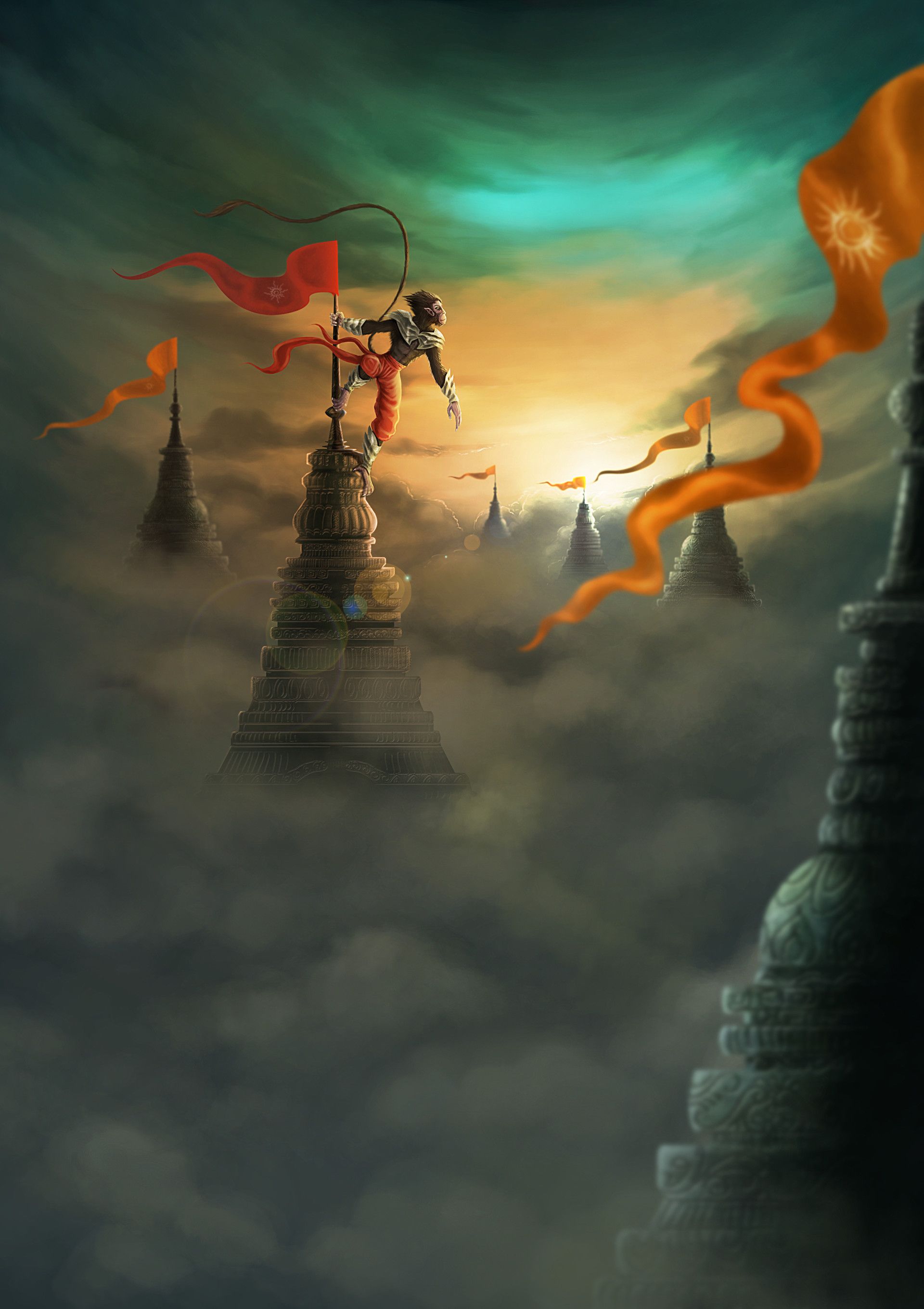 1920x2716 Shiv And Hanuman Wallpaper