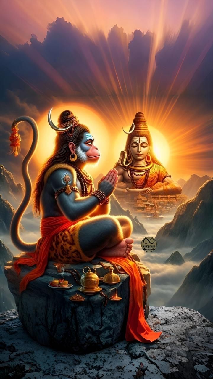 720x1280 Hanuman ji and Shiva wallpaper