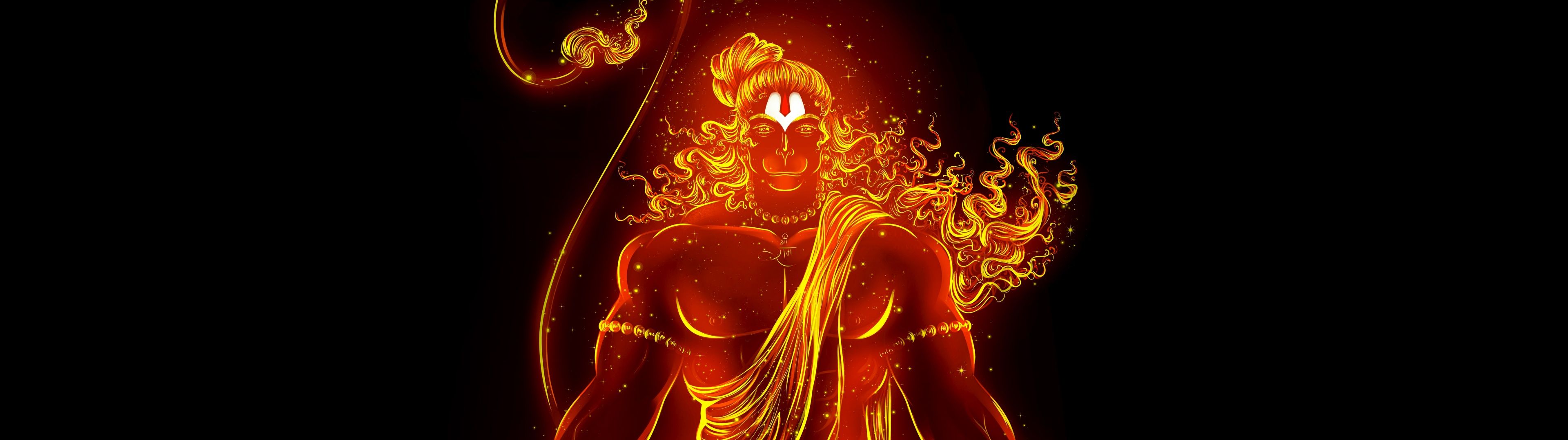 3840x1080 Lord Hanuman Wallpaper 4K, 8K, Anjaneya, Jai Shri Ram