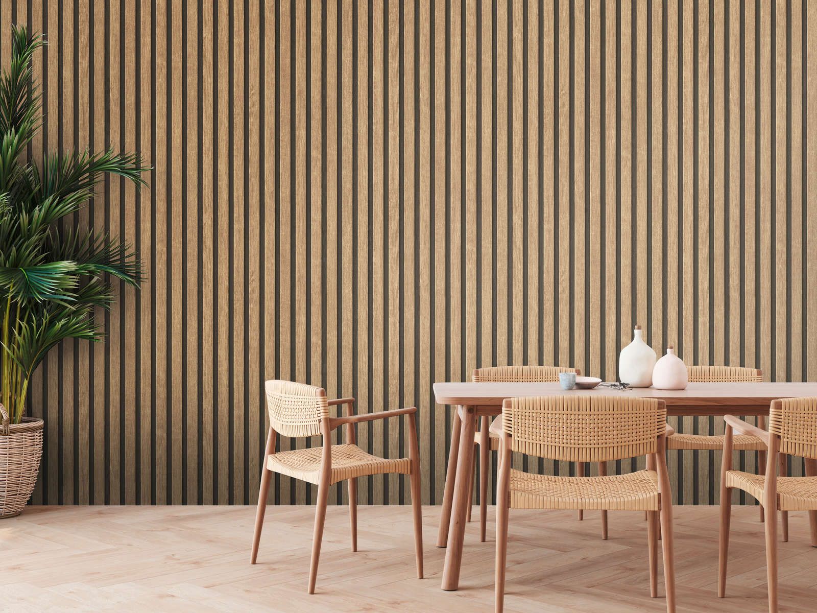 1600x1200 Wallpaper wood look with panel pattern, brown