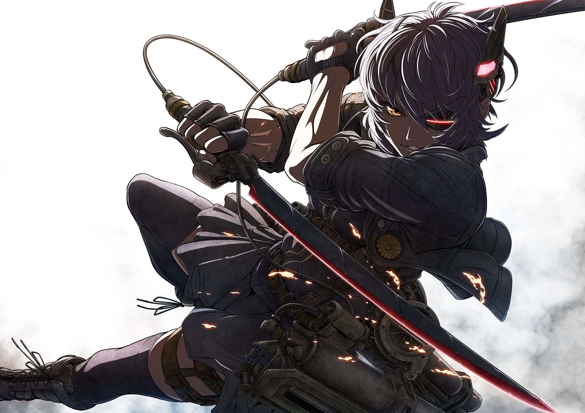 1920x1357 Tenryuu's Fierce Gaze: White Haired Swordmaster HD Wallpaper By 威未図x1357