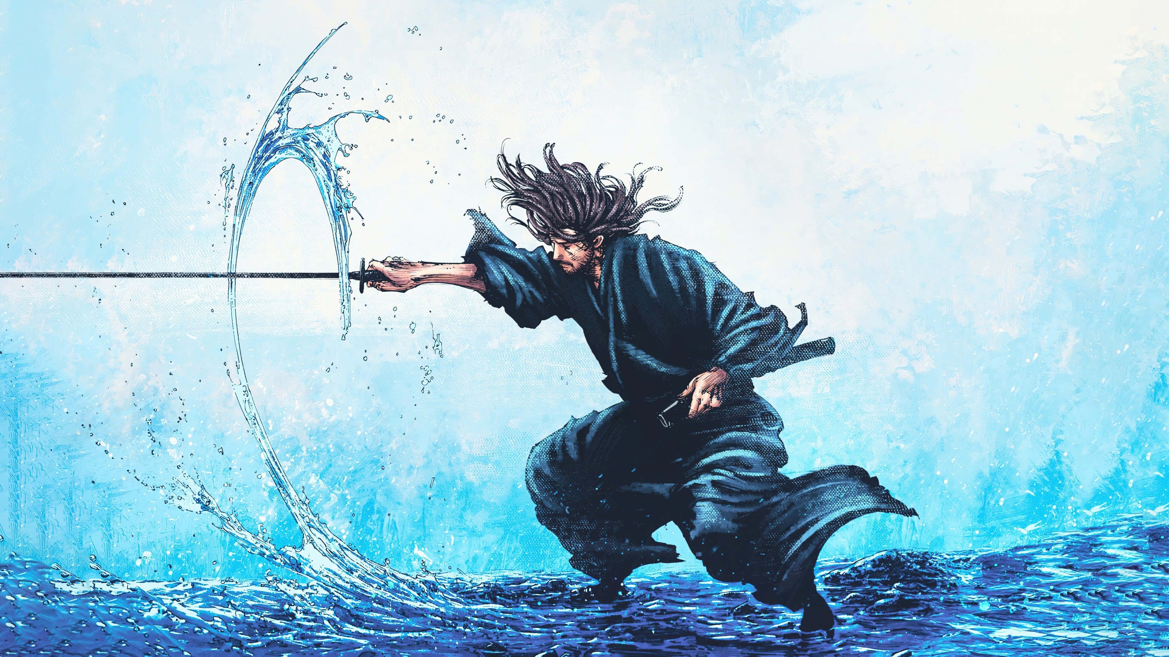3840x2160 Download Miyamoto Musashi Swordmaster Water Strike Wallpaper