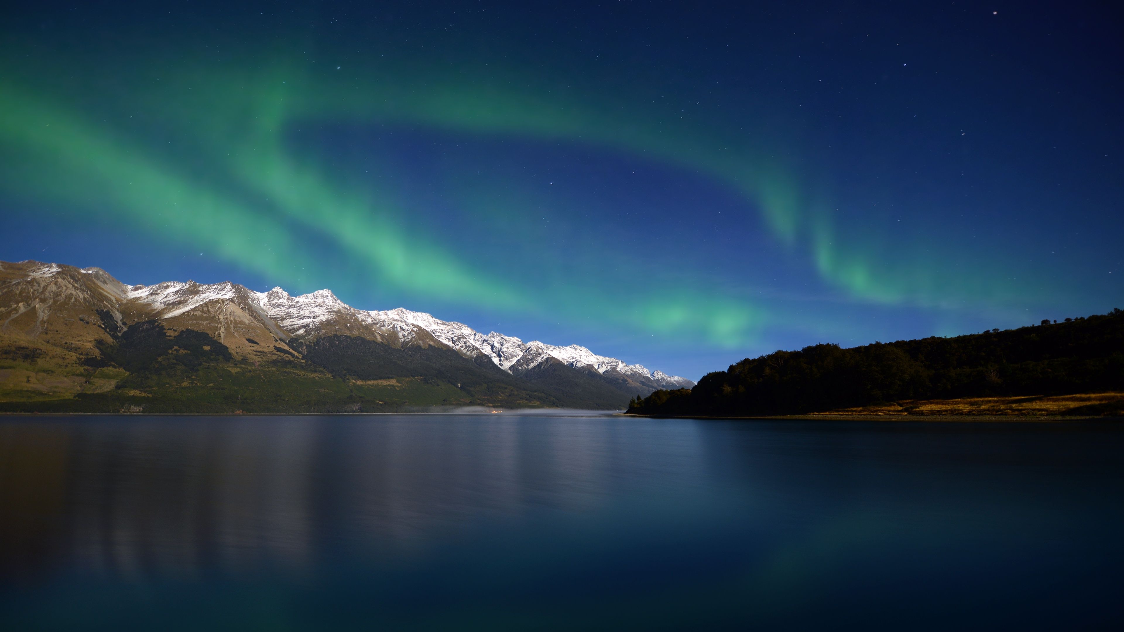 3840x2160 Lake Wakatipu Wallpaper 4K, Aurora Borealis, New Zealand