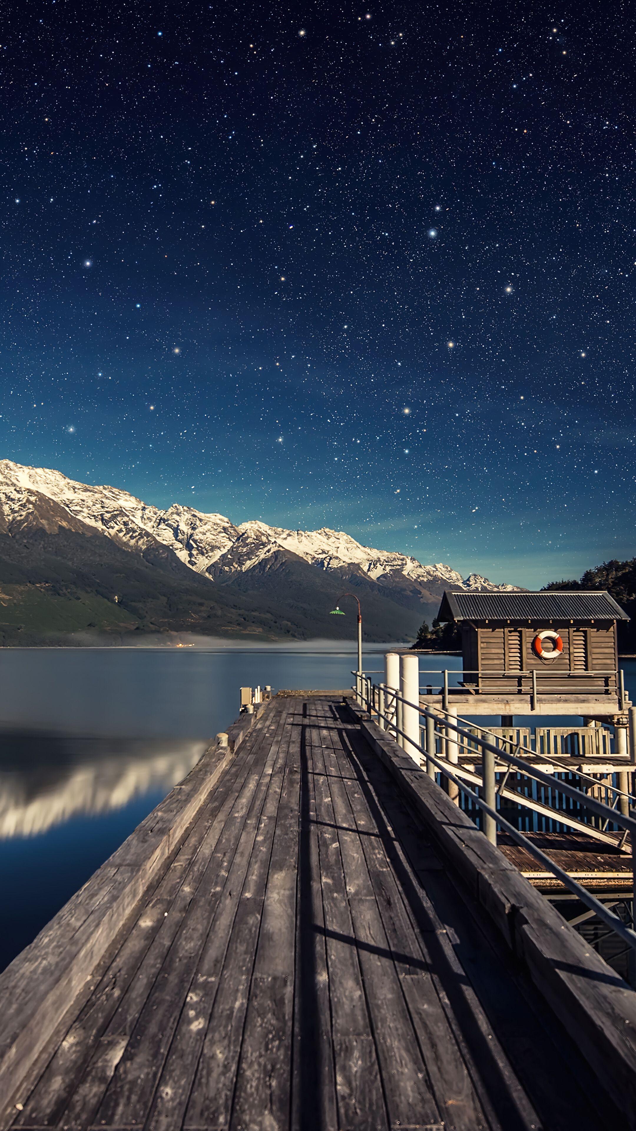 2160x3840 Night Sky Stars Mountain Bridge New Zealand Wallpaper 4K HD PC f