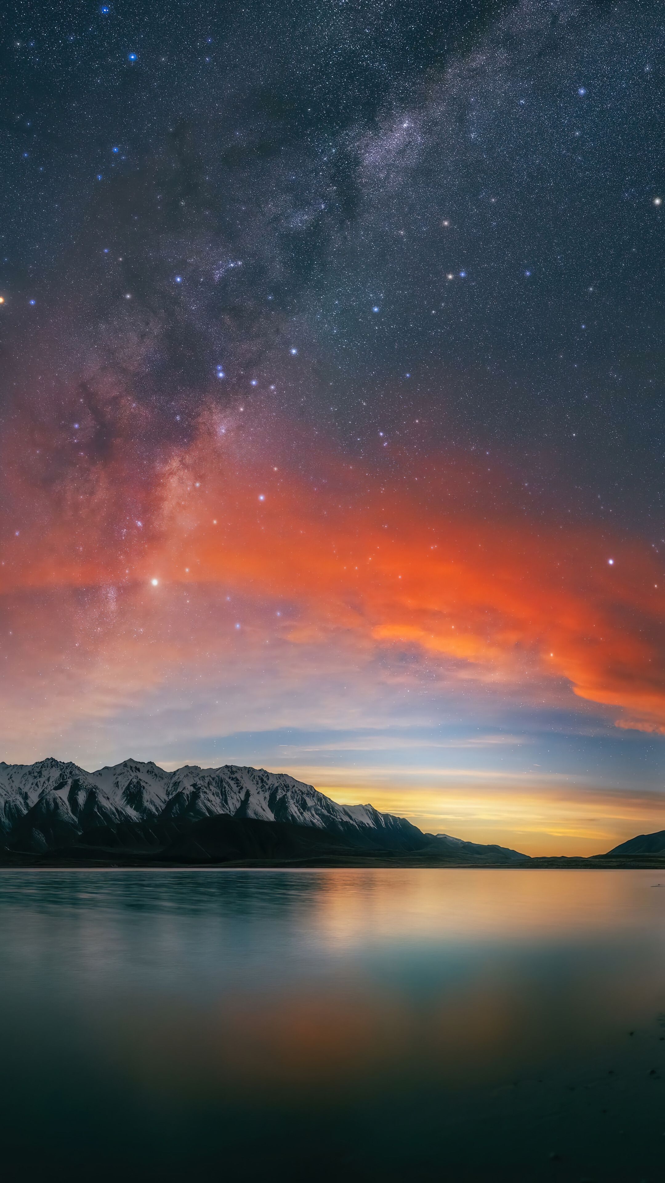 2160x3840 Sunset New Zealand Night Sky Stars Wallpaper iPhone Phone 4K f