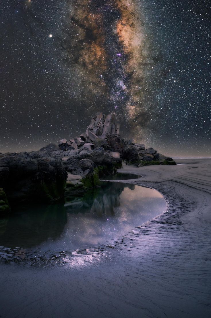 735x1103 Starry Night Sky in Christchurch, New Zealand. Milky way over mount taranaki, Iceland night sky