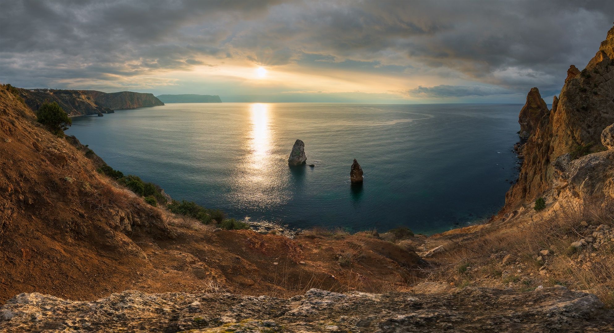 1987x1080 Free sea, sunset Full HD wallpaper for desktop and phone