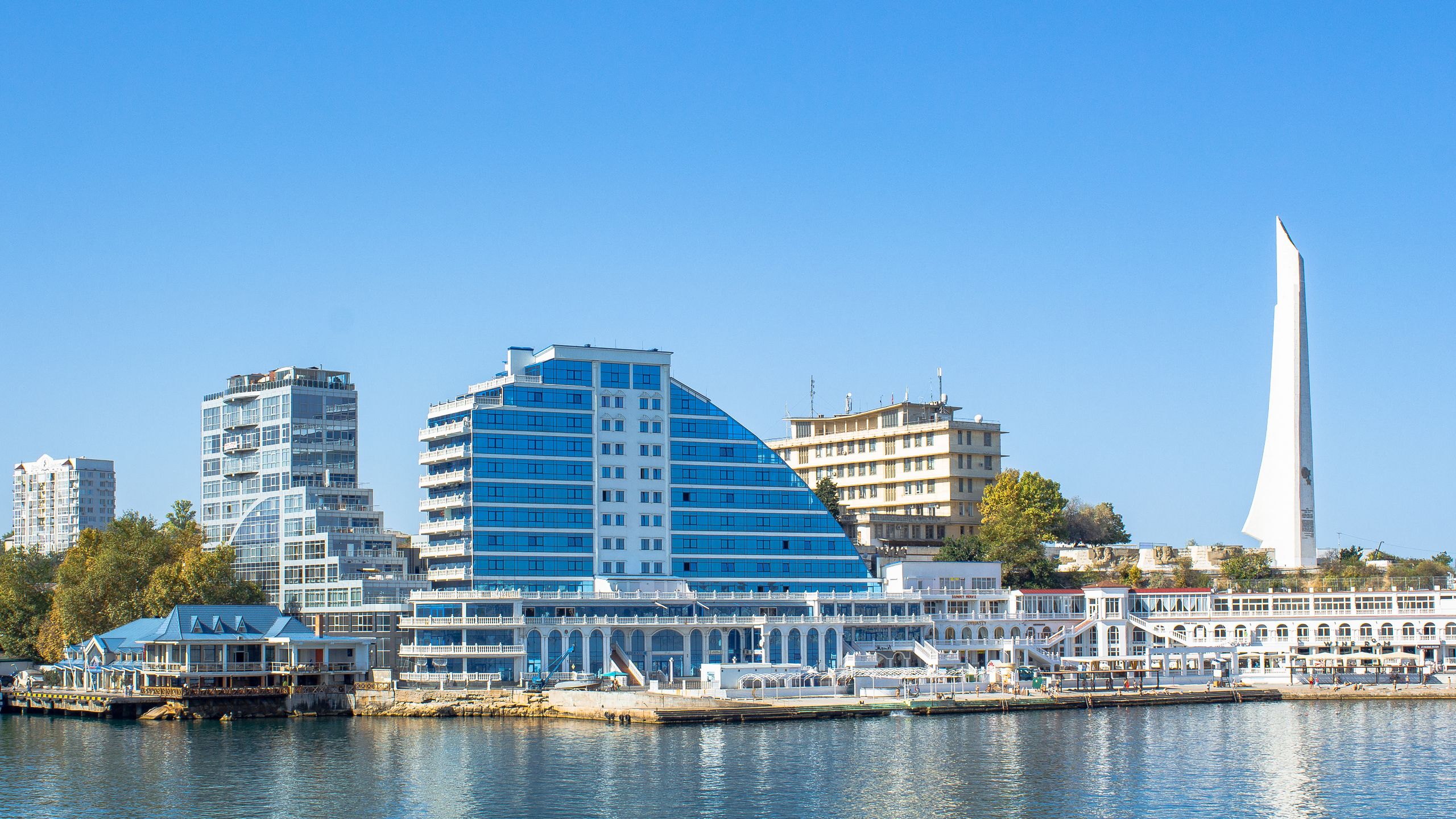 2560x1440 Download Sevastopol, Sea, Architecture, City Wallpaper in 2560x1440 Resolution