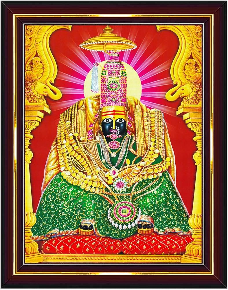 788x1000 Pavan Photo Laminations Tulja Bhavani Maa Mata Tuljapur Tuljabhavani Wall Painting Framed Home Decor (Wood, Acrylic, Brown, Small Size, 6x8 Inch) B1894S : Amazon.in: Home & Kitchen