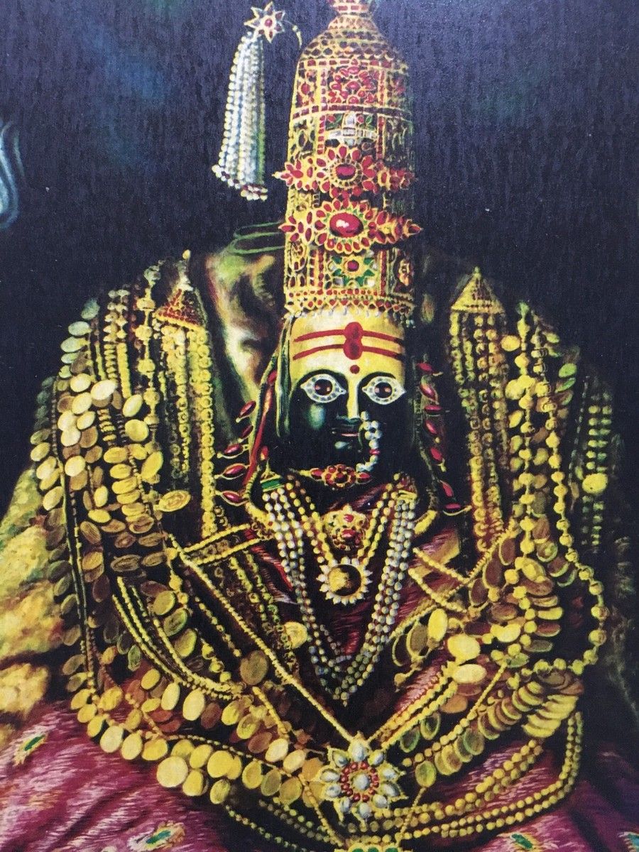 900x1200 India 50's Vintage Print SHRI TULJAPUR BHAWANI. Artist- Prabhaker. 10in x 14in