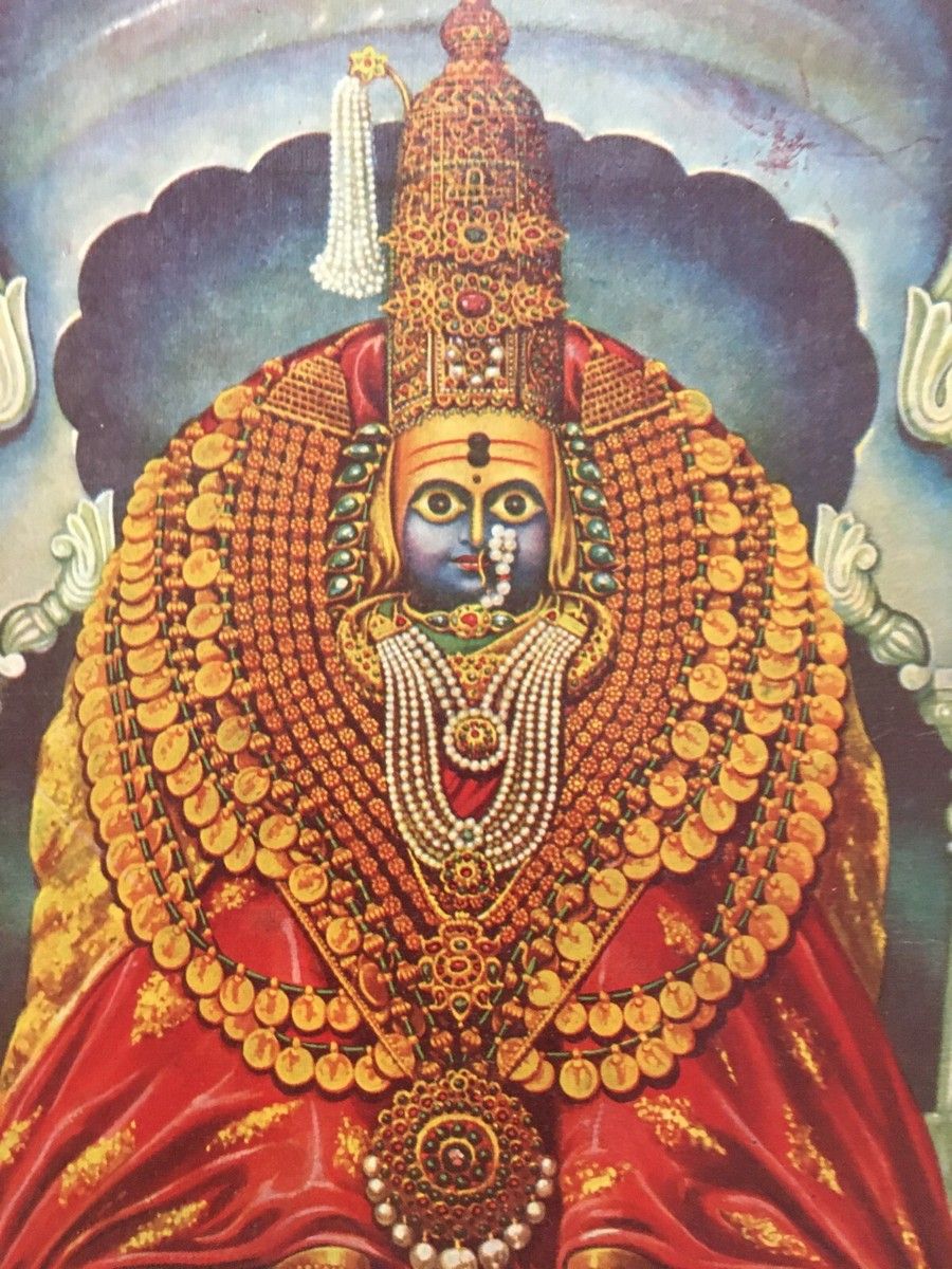 900x1200 India 50's Print TULJAPUR BHAWANI. Artist- G.K Baraskar. 10in x 14in