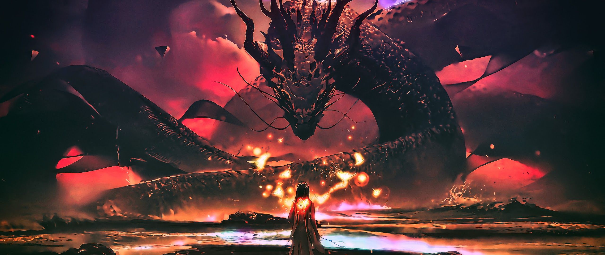 2560x1080 Fantasy Serpent 4K Wallpaper HD