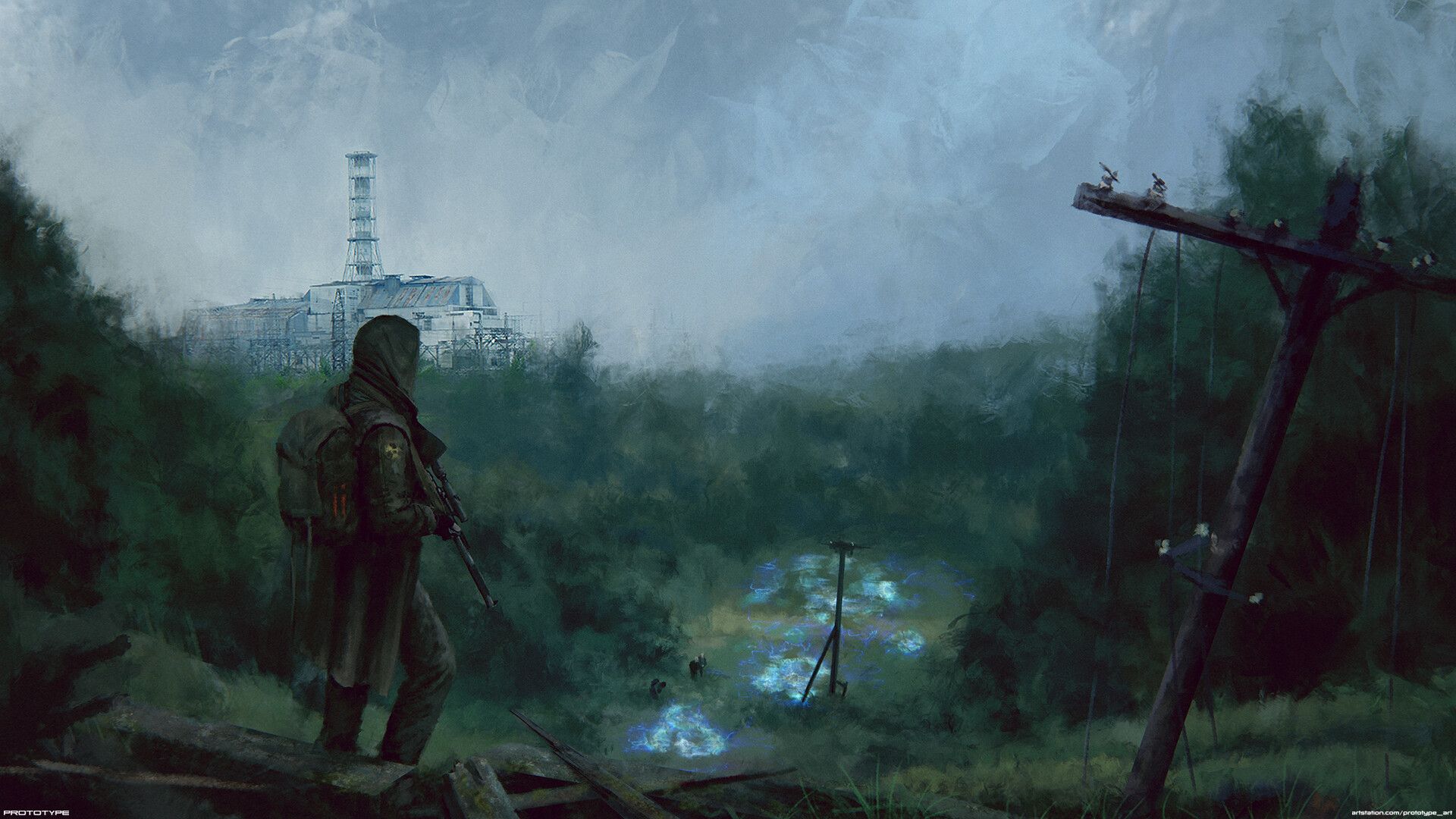 1920x1080 Anomaly Field (Wanted to share one of my paintings here. Inspired by S.T.A.L.K.E.R. and the new HBO tv series Chernobyl.)
