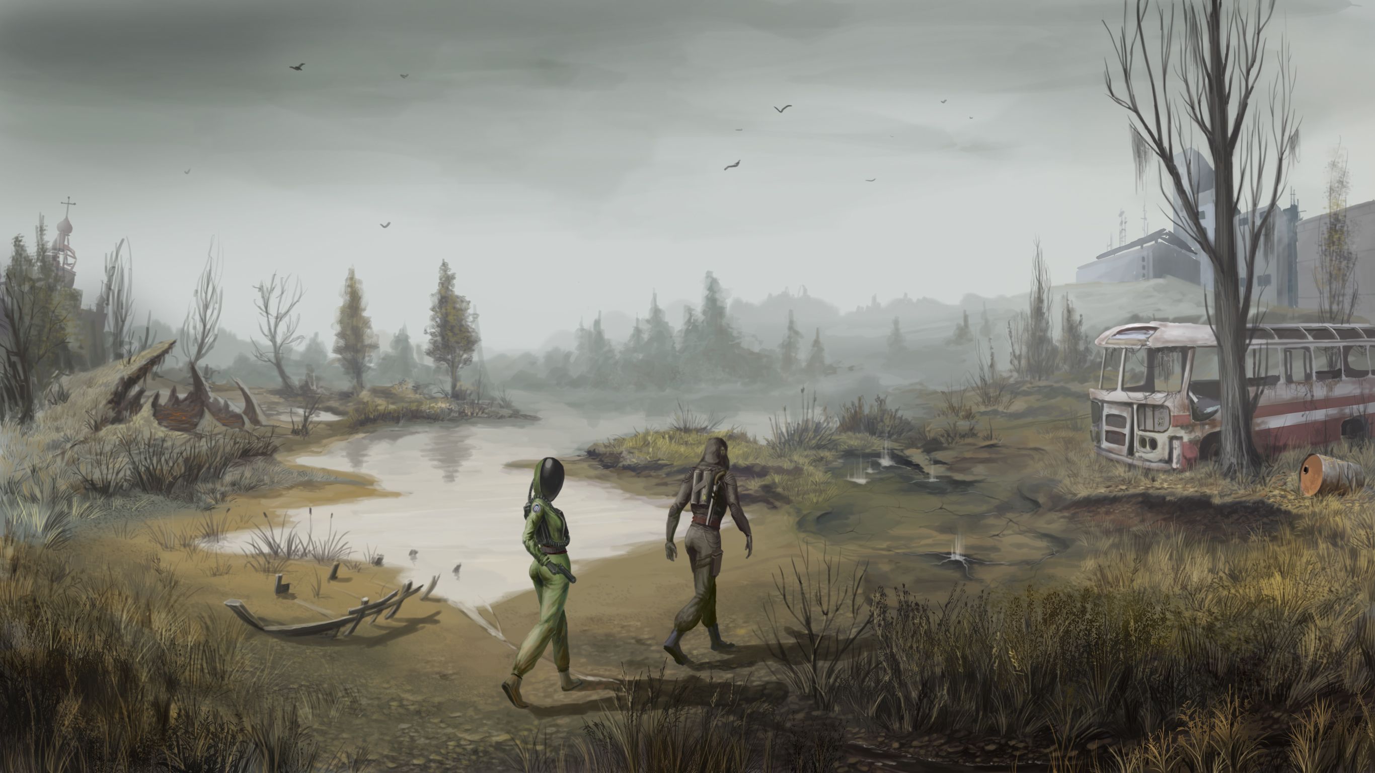 2732x1536 Free art, Stalker 2K wallpaper for desktop and phone