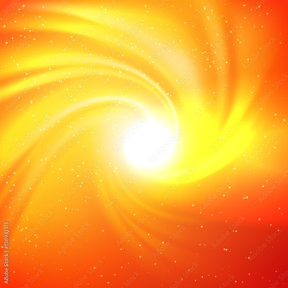 1000x1000 Orange abstract background, yellow sun light wallpaper, bright design illustration. Stock Vector
