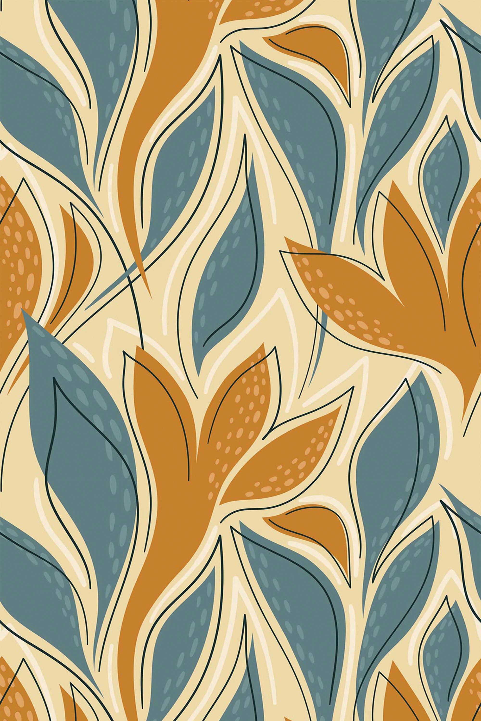 2000x3000 Blue abstract leaf Peel and Stick Removable Wallpaper