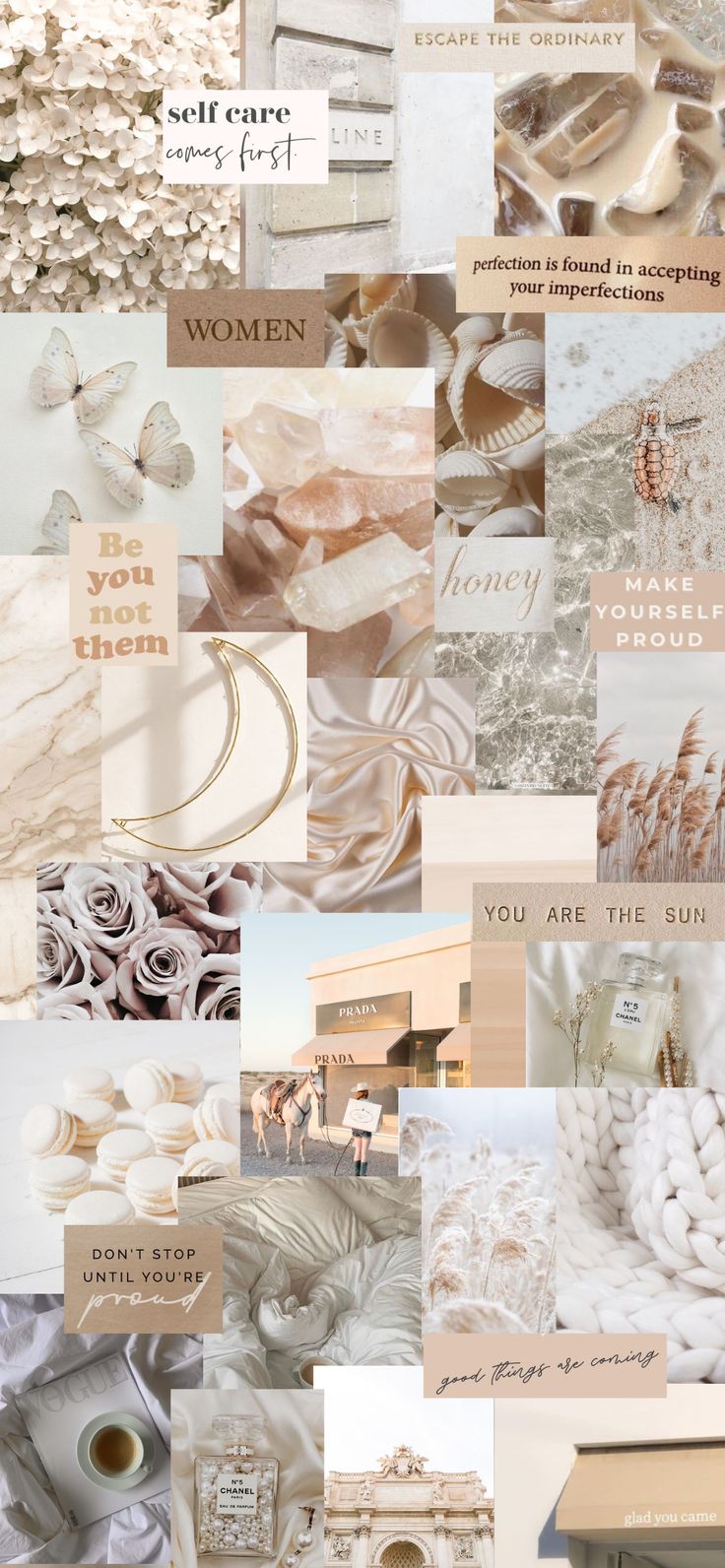 736x1592 cream collage wallpaper
