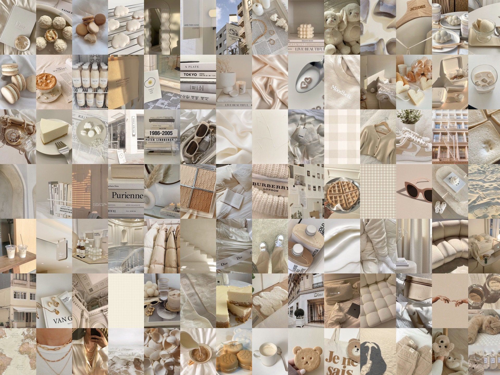 1920x1440 Cream Wall Collage Kit, Neutral Wall Collage, Beige Aesthetic Wall Art, White Art Prints, Neutral Room Decor (DIGITAL DOWNLOAD) 100 PCS