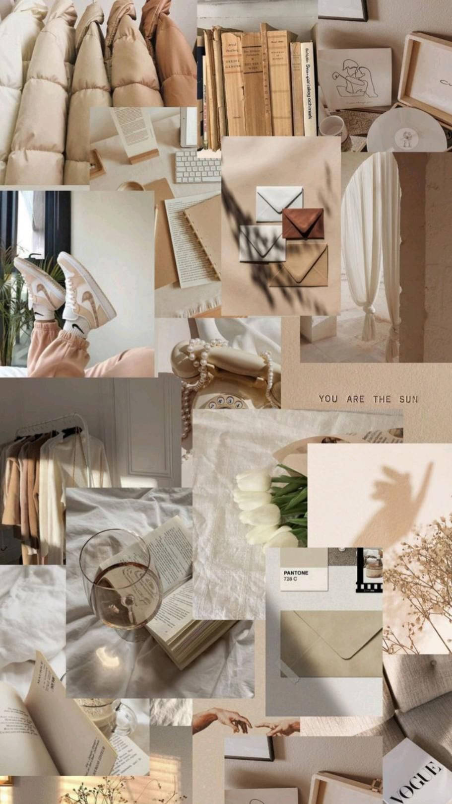 911x1619 Download Cream Color That Girl Aesthetic Collage Wallpaper