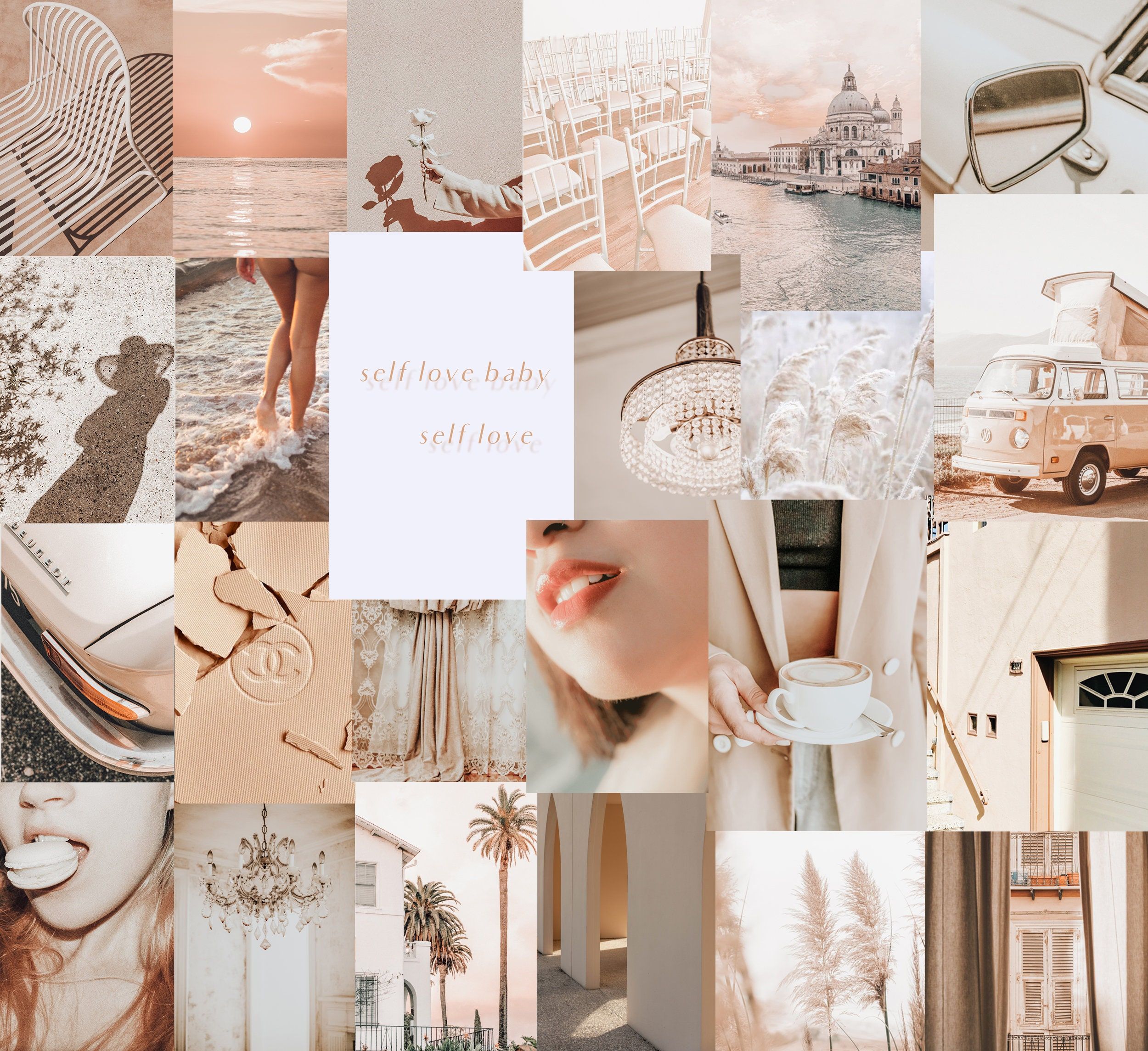 2500x2289 Beige Cream Aesthetic Wall Collage Kit- Digital Download, 115 pcs