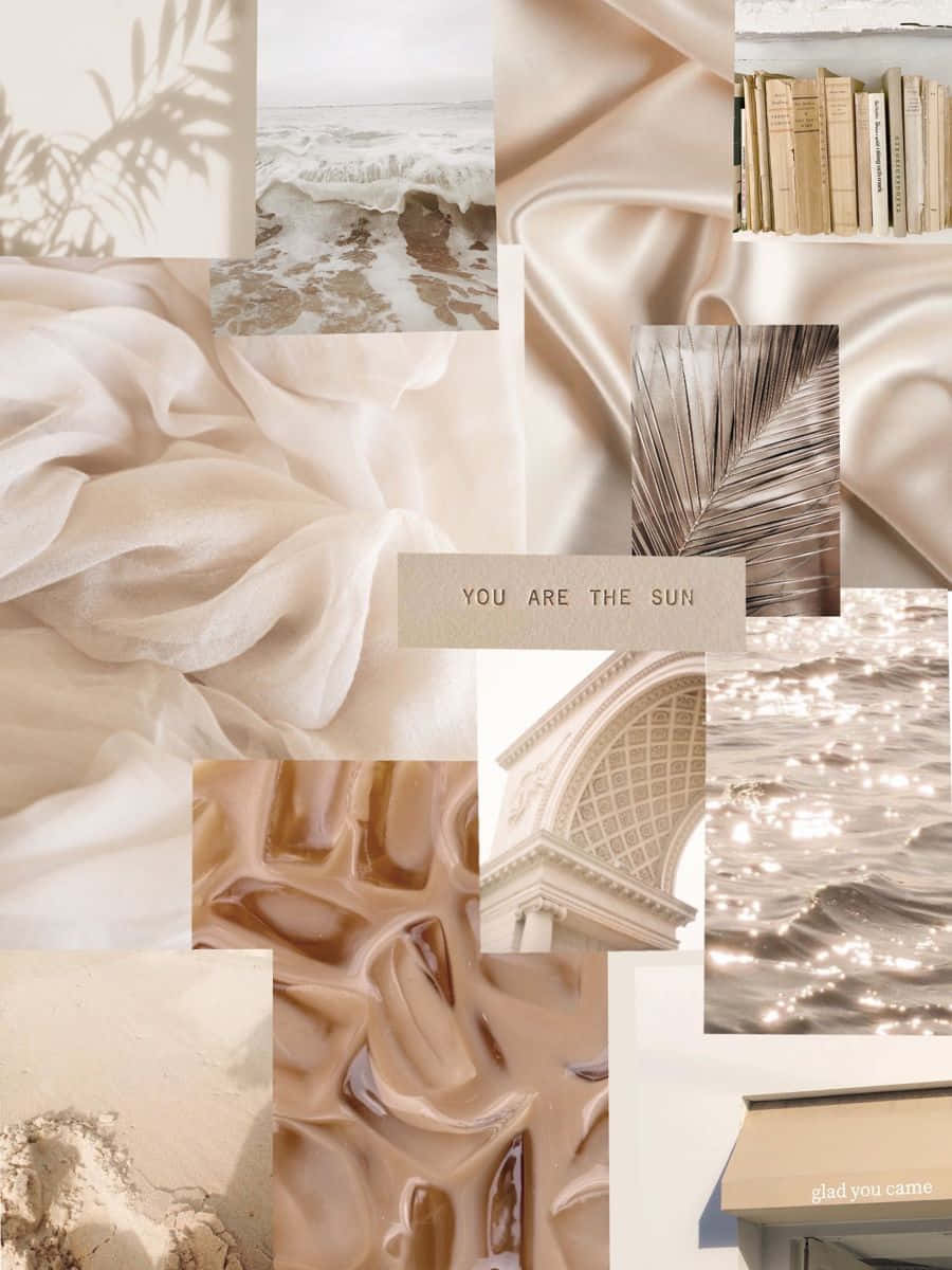 900x1200 Download Beige Cream Aesthetic Collage Wallpaper